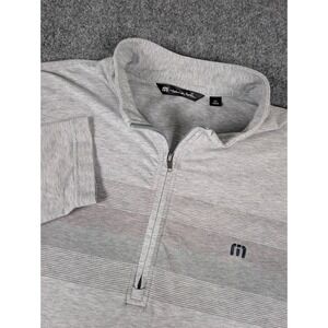TravisMathew Quarter Zip‎ Pullover Mens XXL Gray Striped Long Sleeve Golf Top